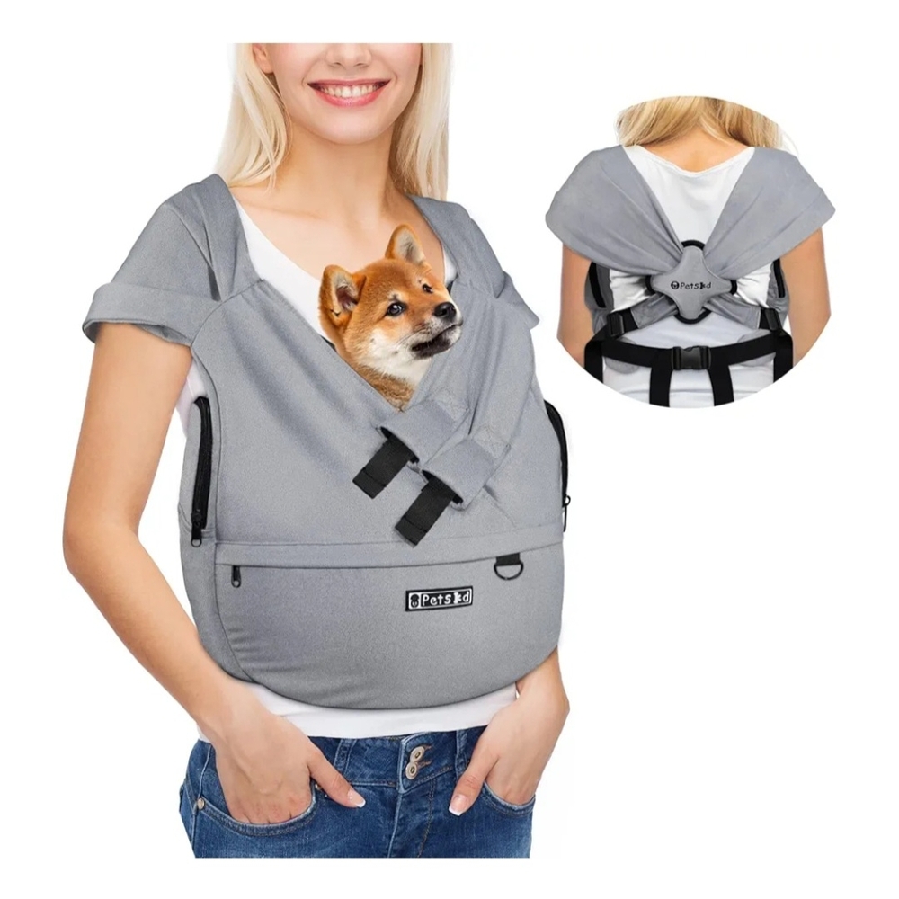 Gray Pet Carrier with Adjustable Safety Buckle